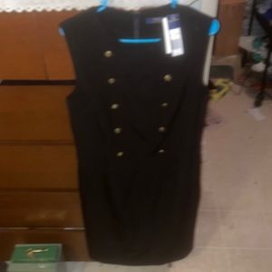 Ladies size 12 Ralph Lauren polo one piece button up dress black